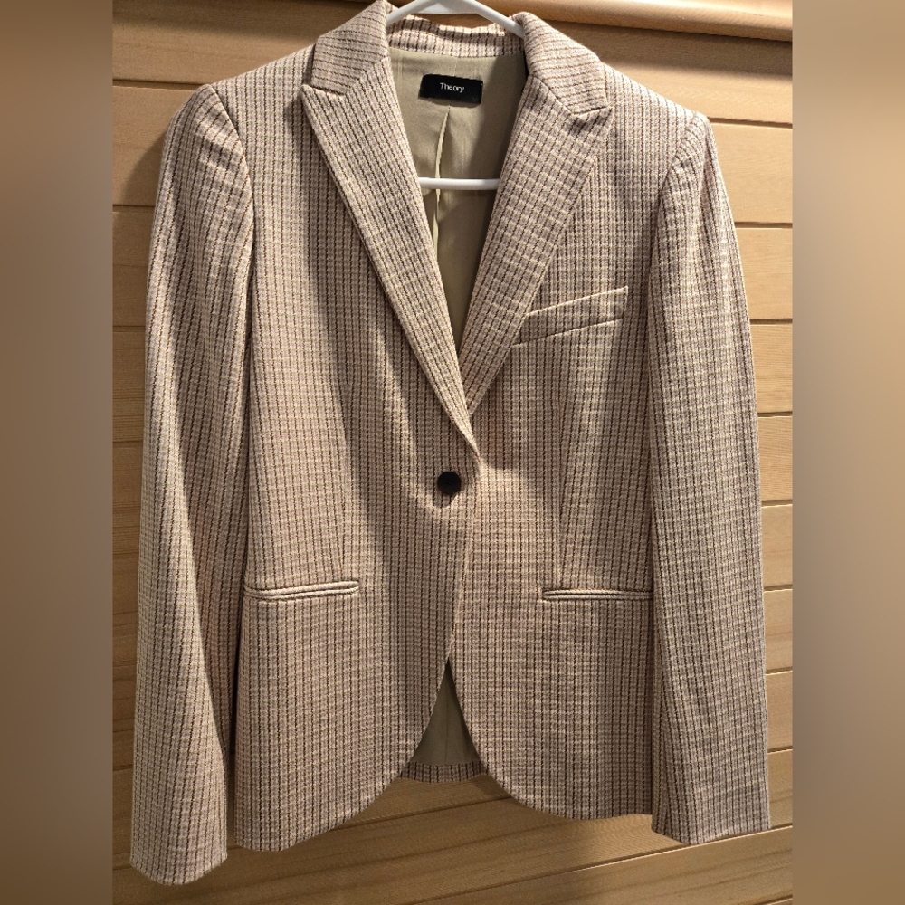 Theory Fitted Blazer, Check Houndstooth Pattern | 00